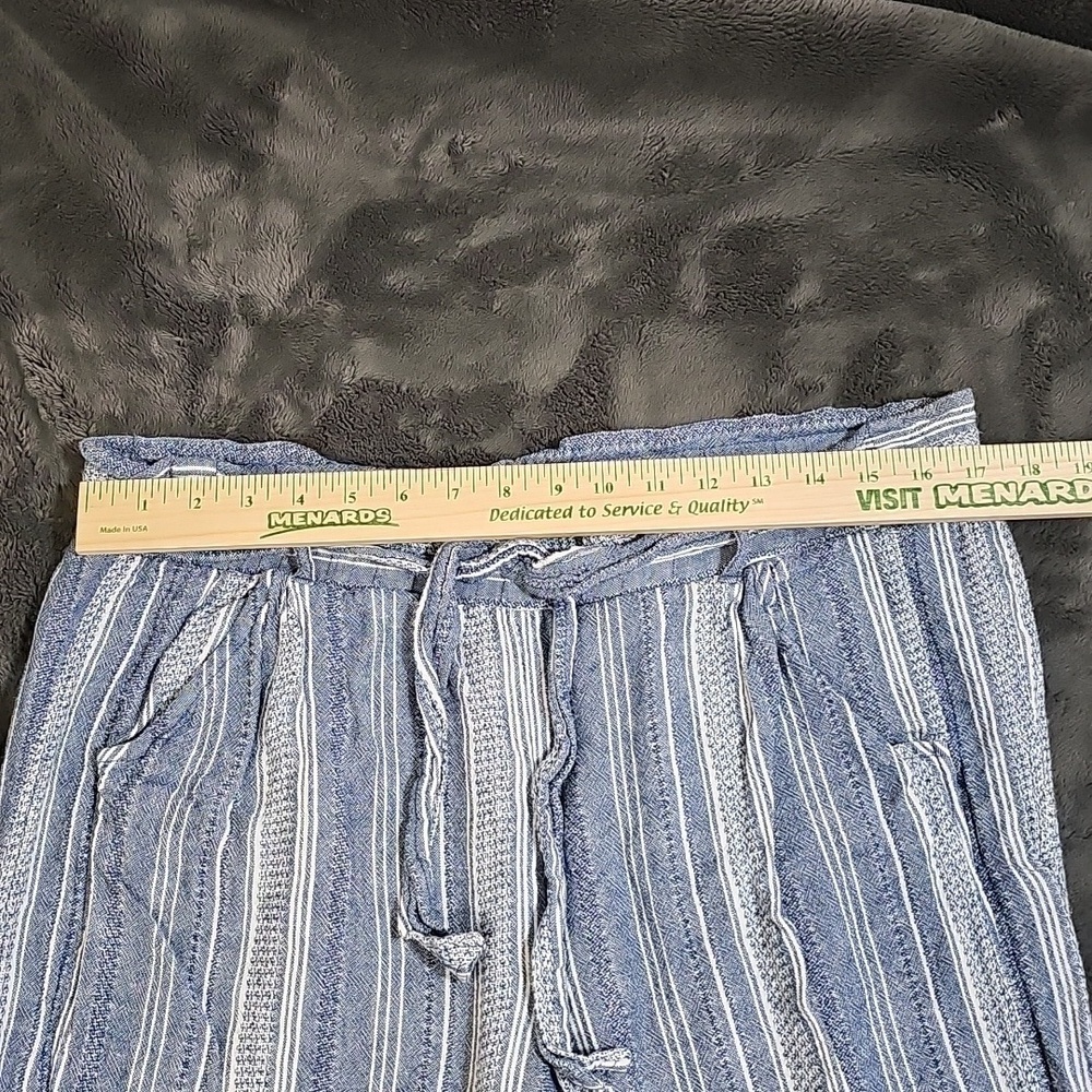 Rewind Striped Linen Blend 4 Pocket Drawstring Wide Leg Trouser Pants Size XL - Picture 7 of 11